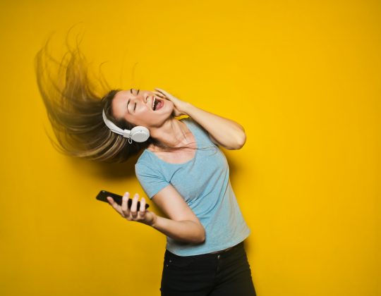 woman listening to music